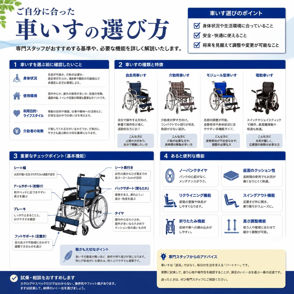 安全・快適な車いすの選び方
